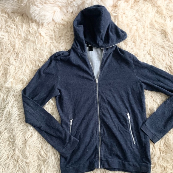 H&M | Zipper Hoodie Jacket Blue Small Silver Hardware - Picture 6 of 13